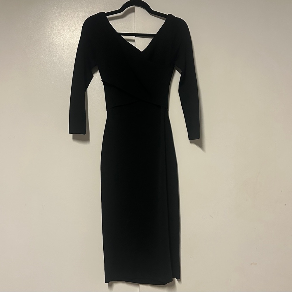 Theory Daverin Lustrate Black Sheath Midi Dress Size Small - Picture 2 of 8